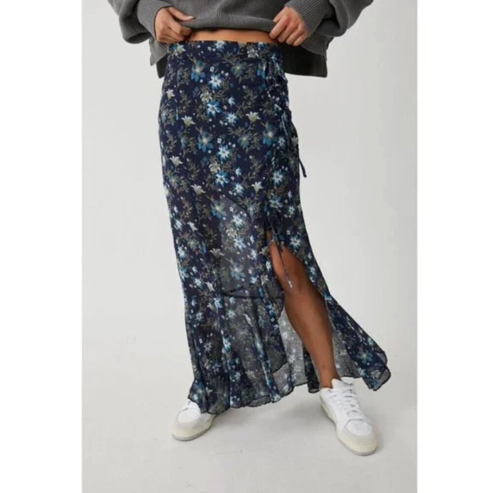 FREE PEOPLE new with tags Femme Edge Maxi Skirt / Ink Combo - 4